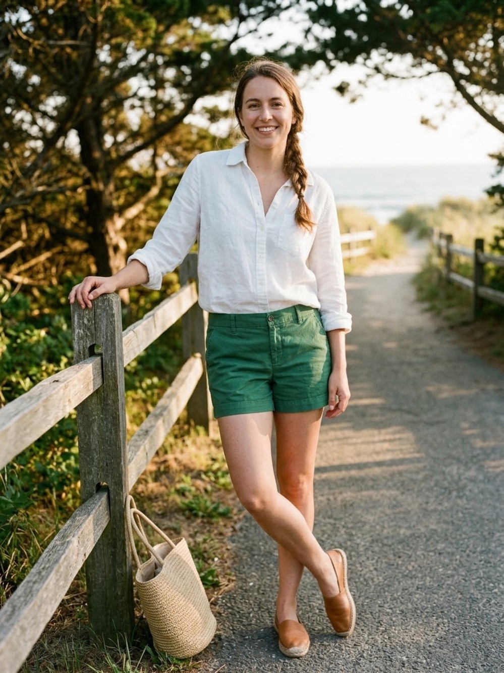 J. Crew Green Chino Shorts